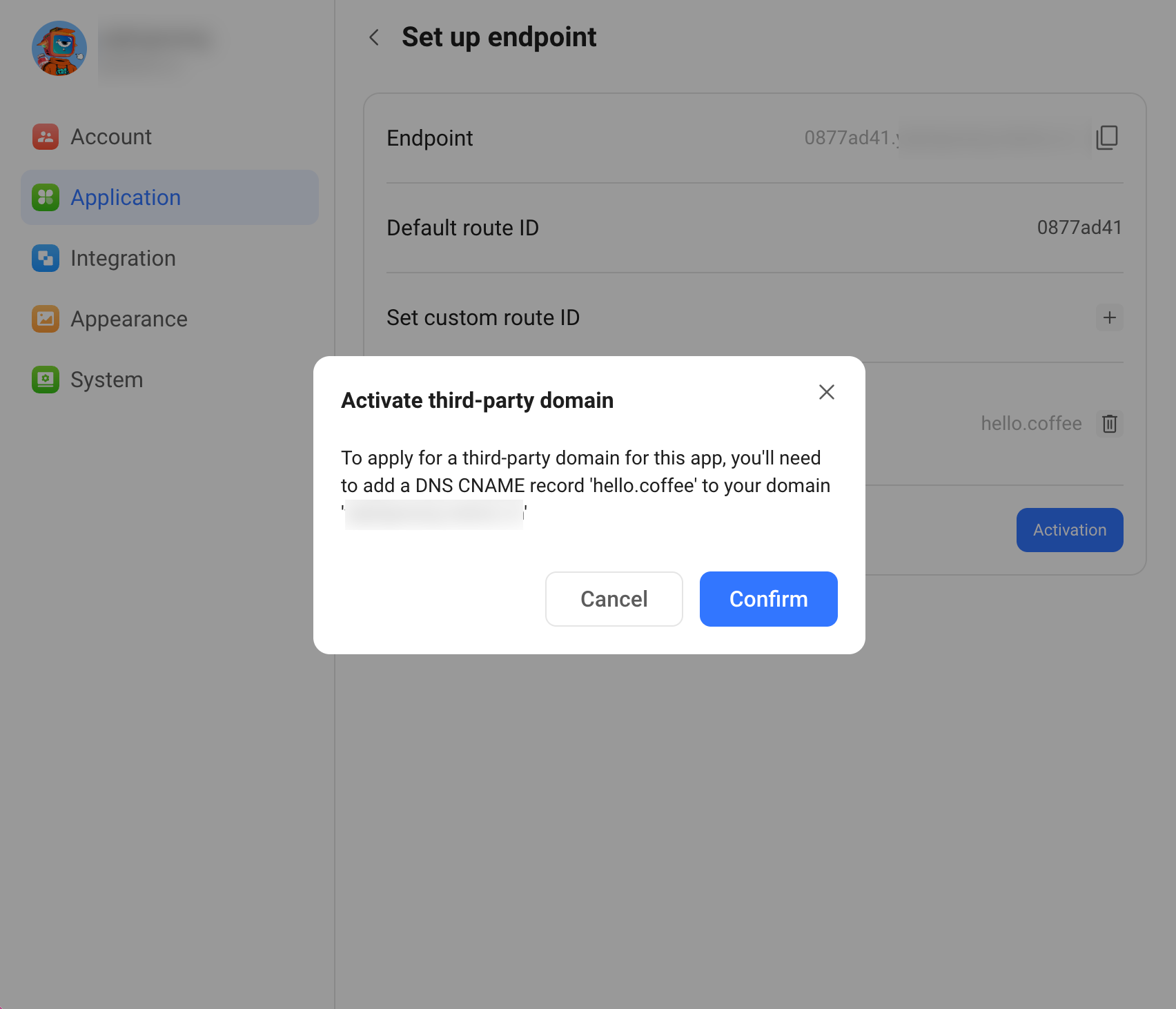 Activate third-party domain