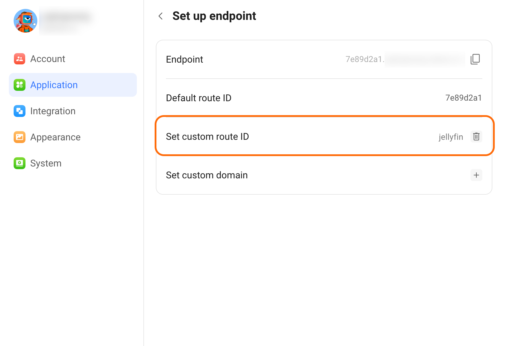 Custom route ID