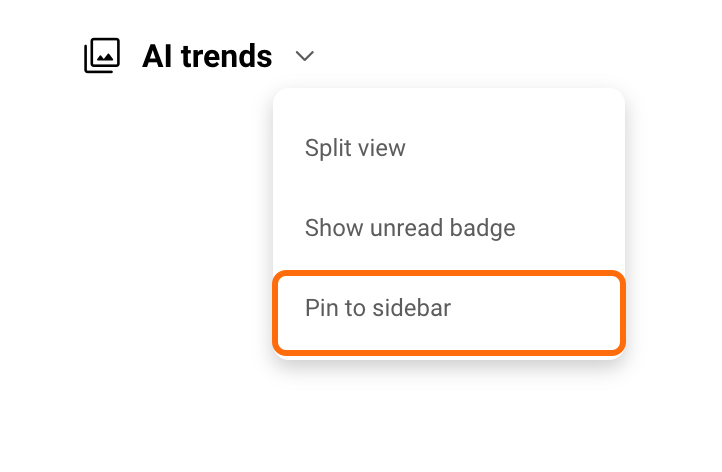 Pin to sidebar