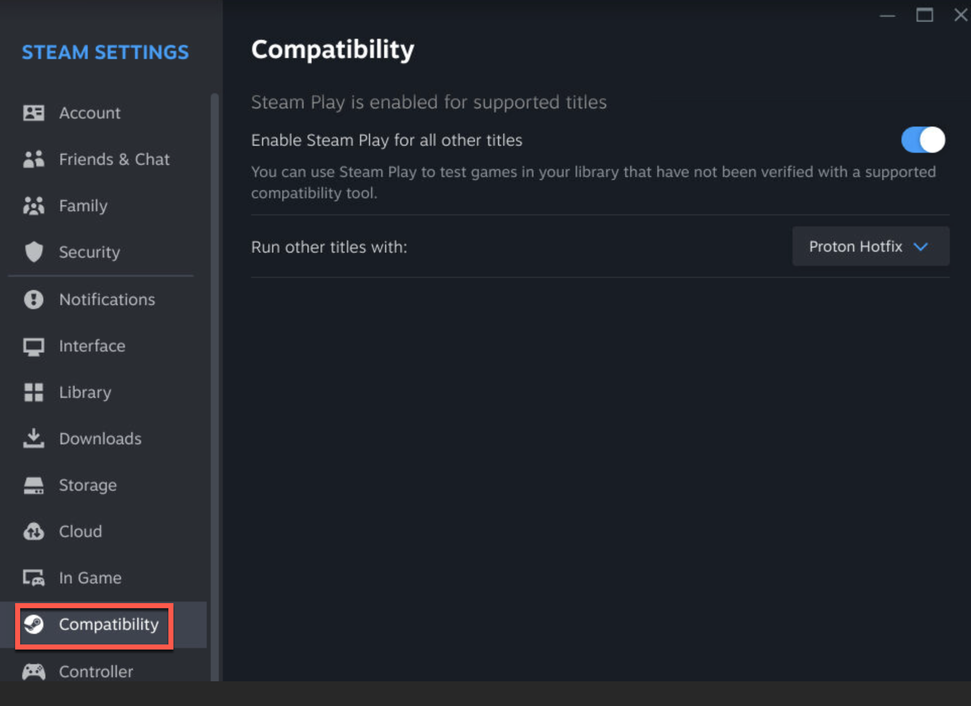 Steam Settings
